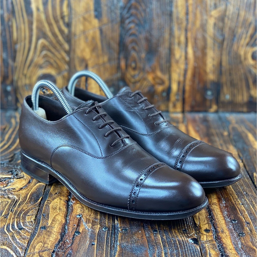 Carmina Men's Oxford Cap Toe Dress Shoes 80201‎ RAIN Dark Brown Size UK 6 / US 7